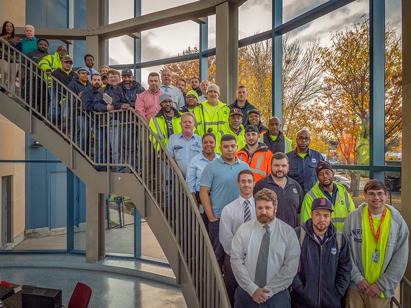 Employees from the Operations Division gathered in the BWSC lobby.