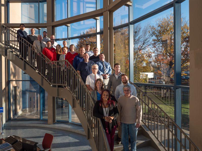 Employees from the Engineering Division lined up in BWSC's lobby