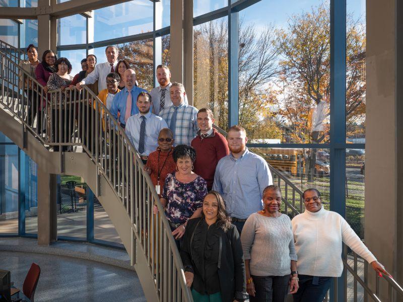 Employees from the Finance Division lined up in BWSC's lobby