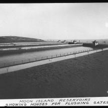 A historic picture of the Moon Island Reservoir in Boston, circa 1880